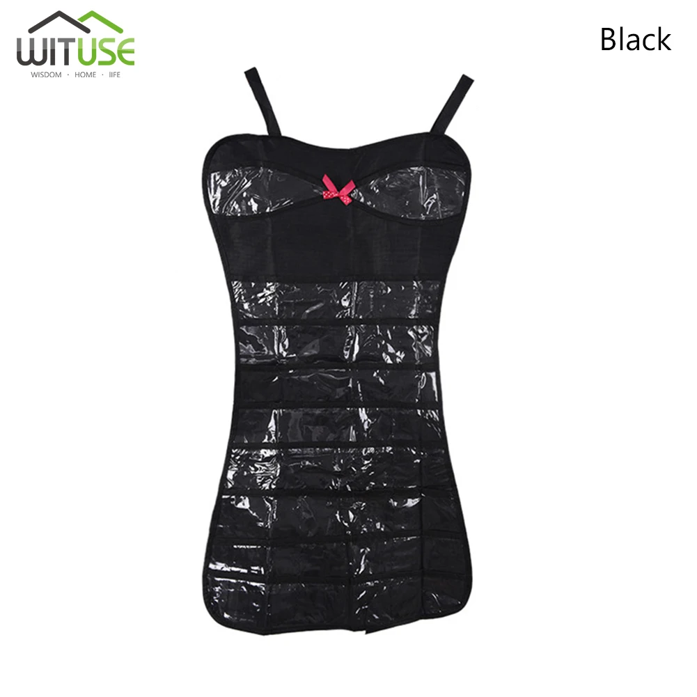 Vest dress Black Большой ювелирные изделия держатель Цепочки и ожерелья браслет серьги кольцо сумка-Органайзер показ хранилища ювелирных украшений сумки элегантные ювелирные изделия коллекция - Цвет: Vest dress Black
