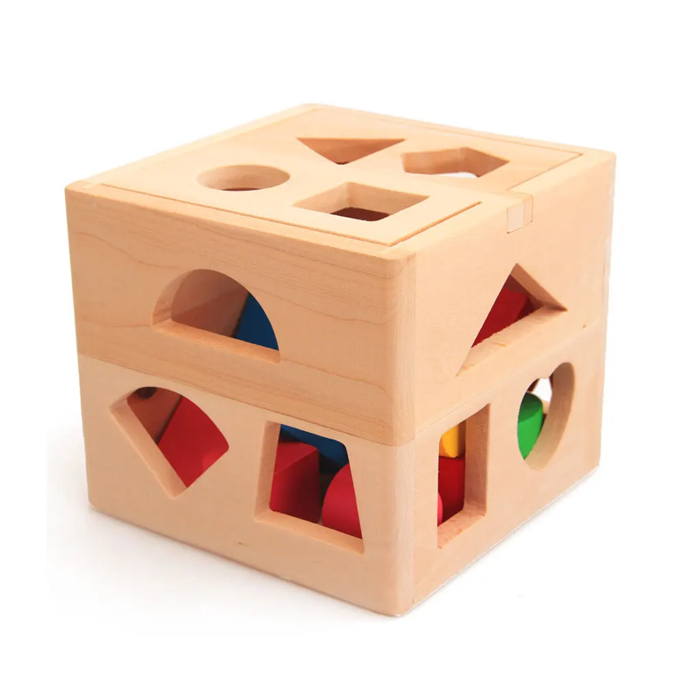 Wooden Color Stereo Building Blocks Geometry Early Childhood Shape Matching For chridre | Игрушки и хобби