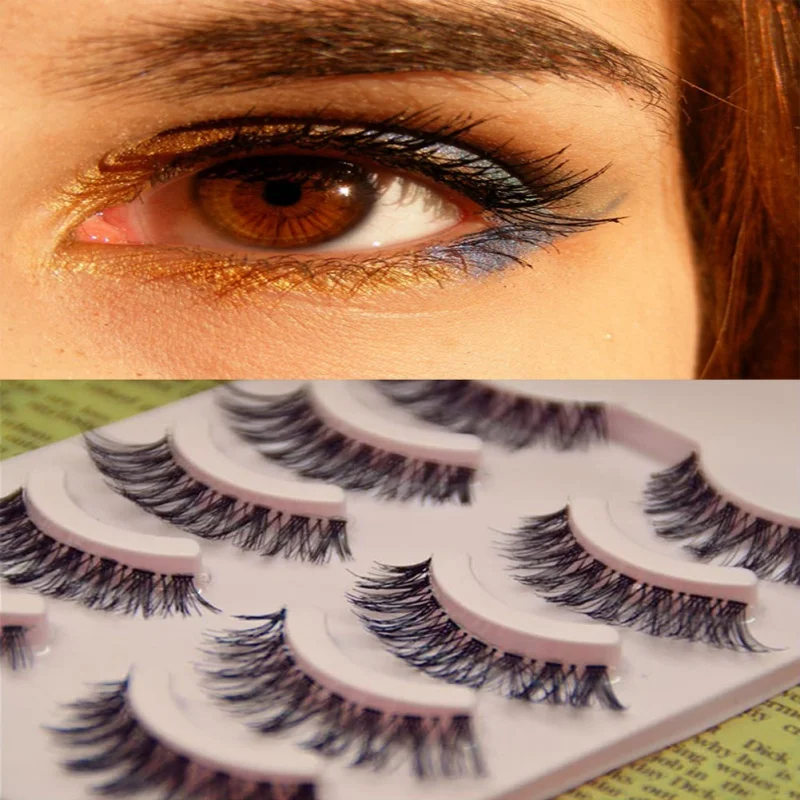 Макияж для глаз Накладные ресницы 5 пар в партии черные натуральные крестовые