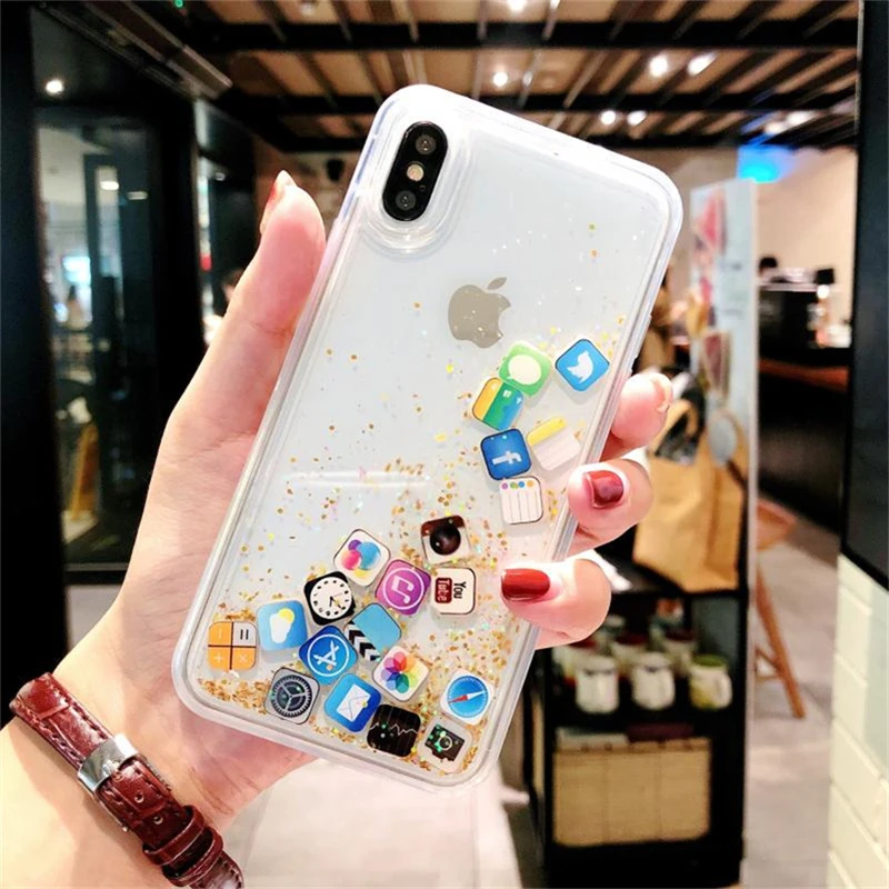 Блестящий песок чехол для телефона iPhone XR мобильный XS MAX силиконовый Apple 7 8 Plus все