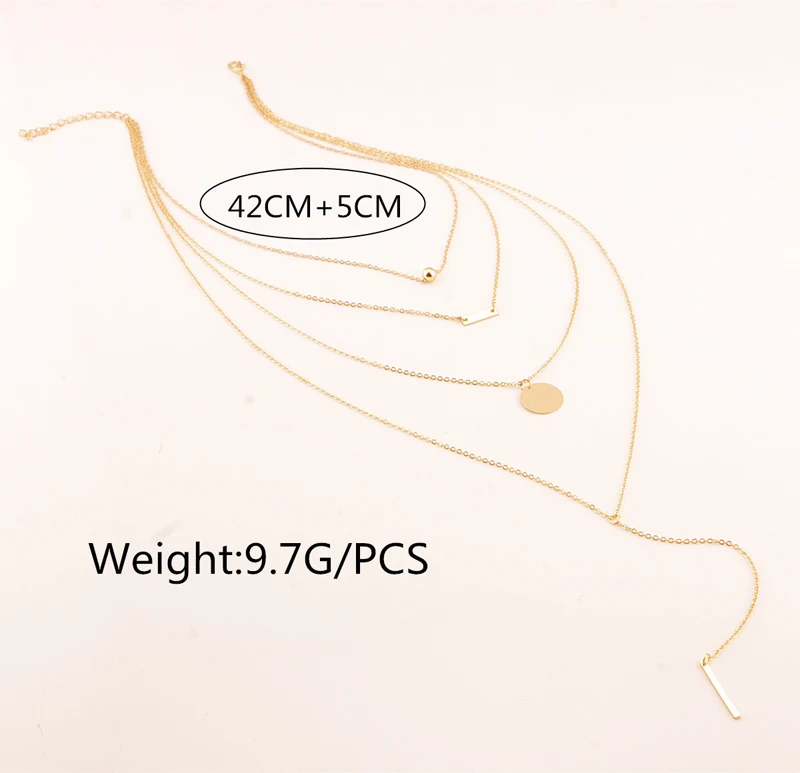 Многослойное геометрическое дизайнерское ожерелье-чокер с цепочкой в форме