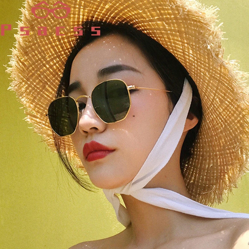 Psacss NEW Metal Square Sunglasses For Men Women Clear Rainbow Color Sun Glasses Vintage Brand Designer gafas de sol mujer UV400 |
