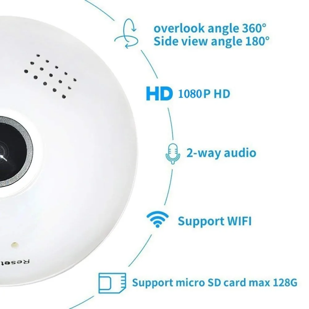 Беспроводная Wi Fi 360 видеокамера легкая камера Full HD IP Экшн для домашней системы