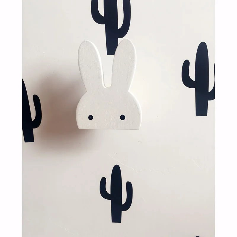 White Rabbit INS, деревянный настенный крючок в скандинавском стиле для детской комнаты, деревянная вешалка, крючки для детской одежды, держатель ключей, пальто, органайзер 29 - Цвет: White Rabbit