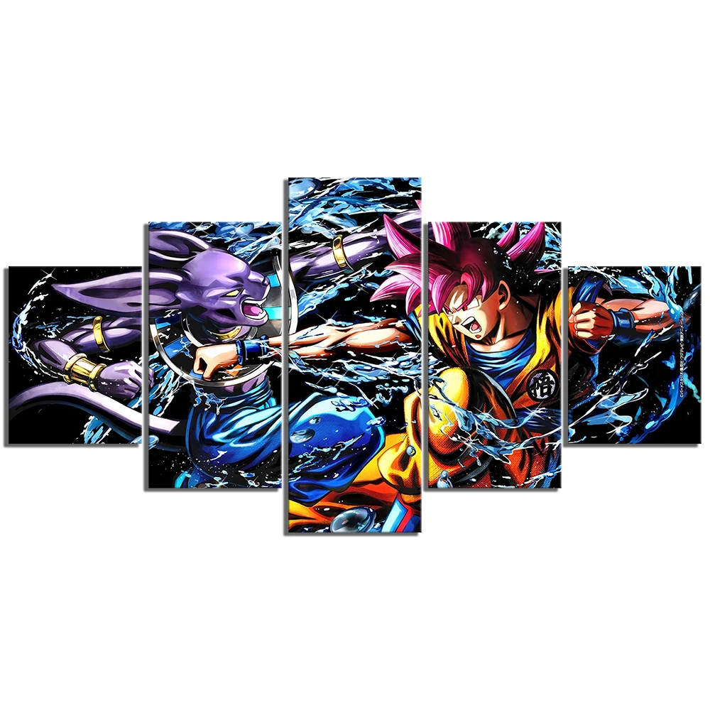 5 шт. Мультяшные фотографии Beerus Vs Goku Супер Saiyan God Dragon Ball супер аниме постер