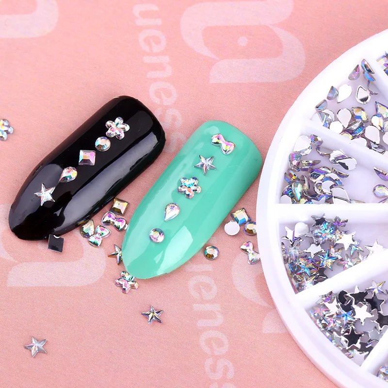 стразы на ногти для ногтей 6 Дизайн Блестящий AB акриловые лук капли воды Nail Art