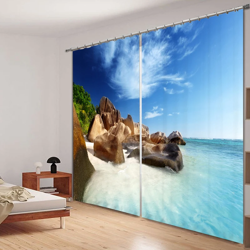 Красивые приморские пейзажи 3D фото печать затемненные оконные шторы для