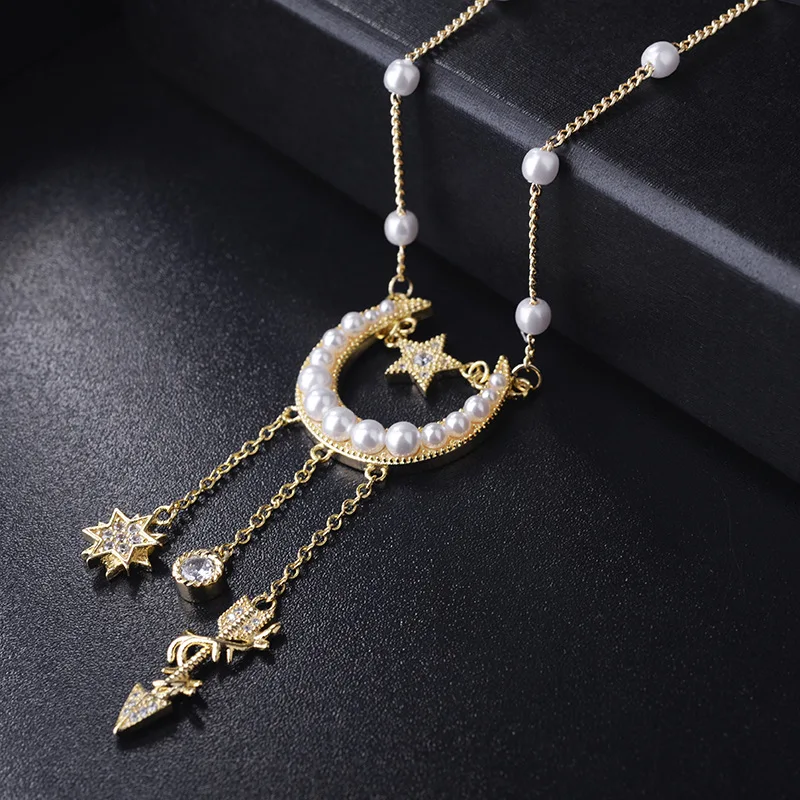 Европа барокко Ретро Золотой Цвет высокого класса Звезда Луна цирконовая