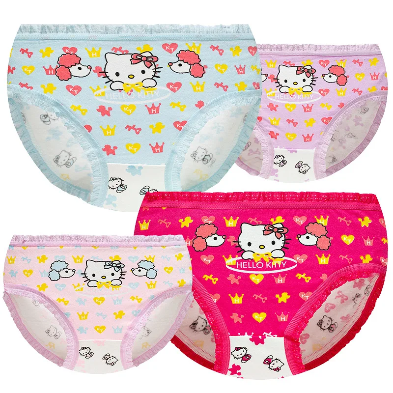 4 шт трусы для девочек детские с рисунком малышей Рисунок Hello Kitty хлопковые От 1 до 9