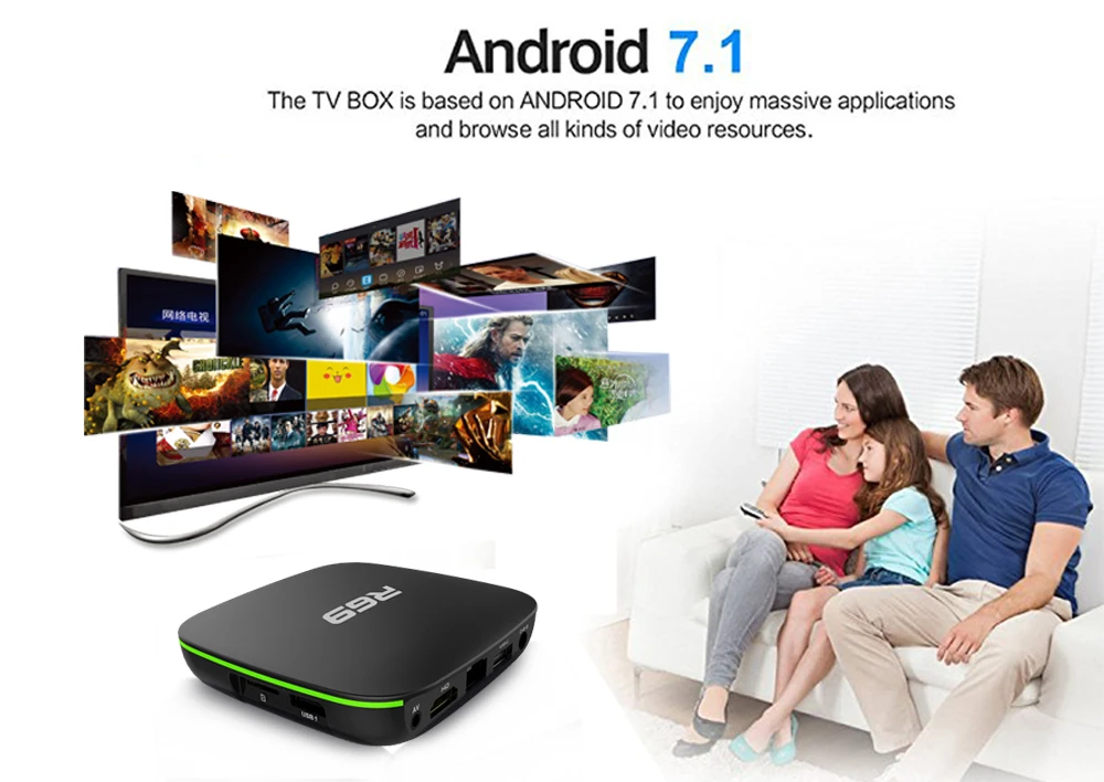 2019 R69 Smart Android 7 1 tv Box ГБ 8 Allwinner H3 четырехъядерный 2 4G Wifi телеприставка 1080 P HD