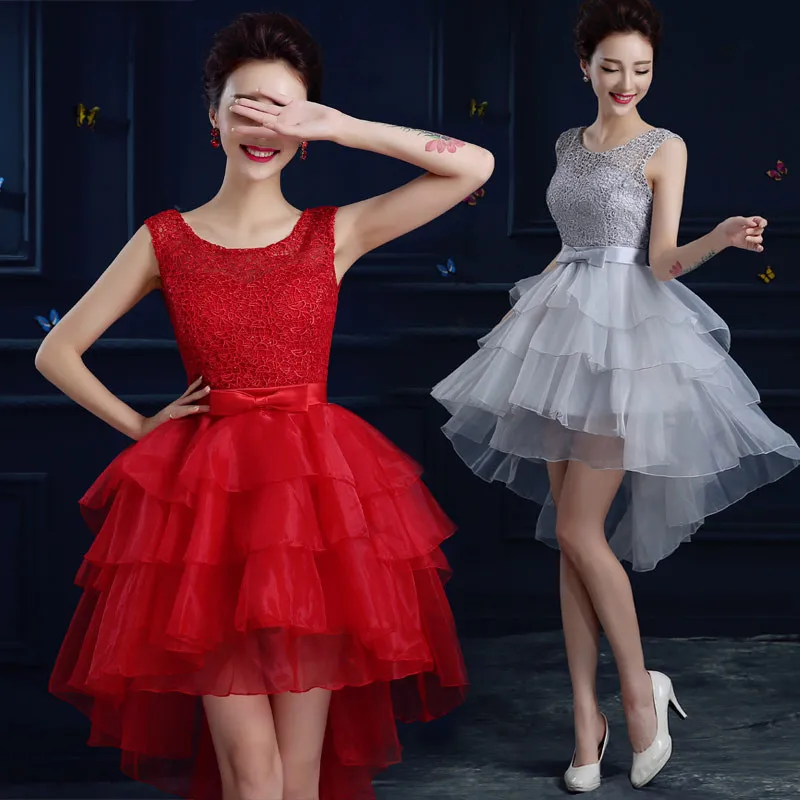 

Hot Sale Short Bridesmaid Dresses with Sashes Elegant Gray High Low Ball Prom Party Homecoming Pageant Graduation Formal Dress