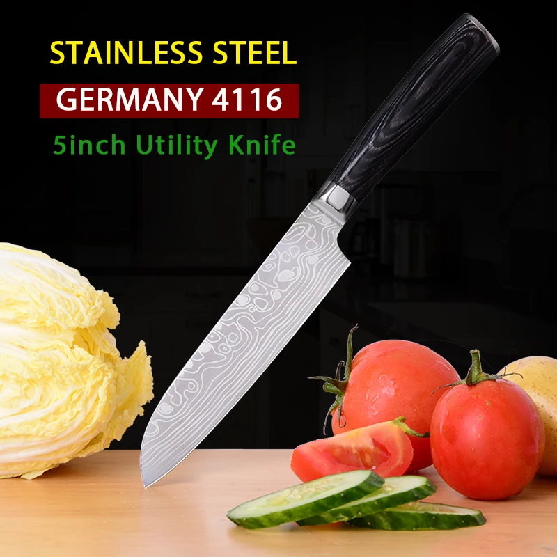 Stainless steel knife 5 inch kitchen knives chef  knife Paring Timhome Germany 4116 Santoku knife for fruit and vegetable