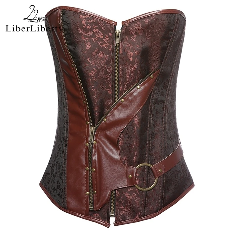 Корсет с молнией спереди жаккардовая одежда для похудения|zipper corset|corset browncorset style |