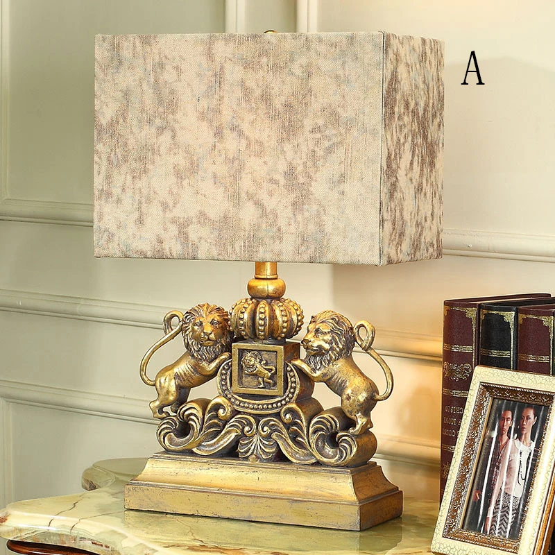 Декоративная настольная лампа в виде льва прикроватный роскошный светильник