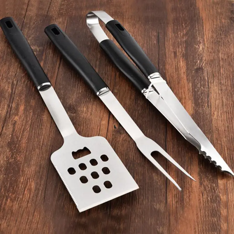 Открытый Пикник Кемпинг термостойких Лопата + вилка зажим 3 шт./компл. гриль набор