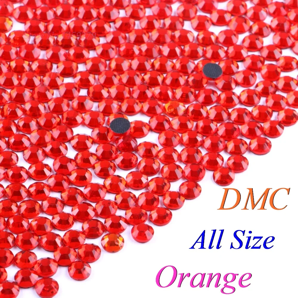 Все размеры! Оранжевые стразы горячей фиксации DMC Стразы SS6 SS10 SS16 SS20 SS30 стеклянные