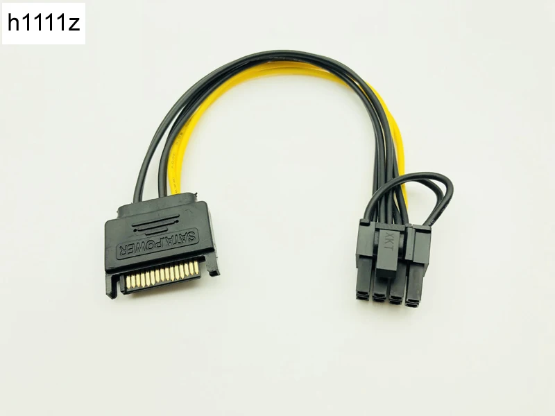Одиночный SATA 15pin к 8pin (6 + 2) Кабель адаптер Powr 20 см PCI E кабель питания 15 контактный 8
