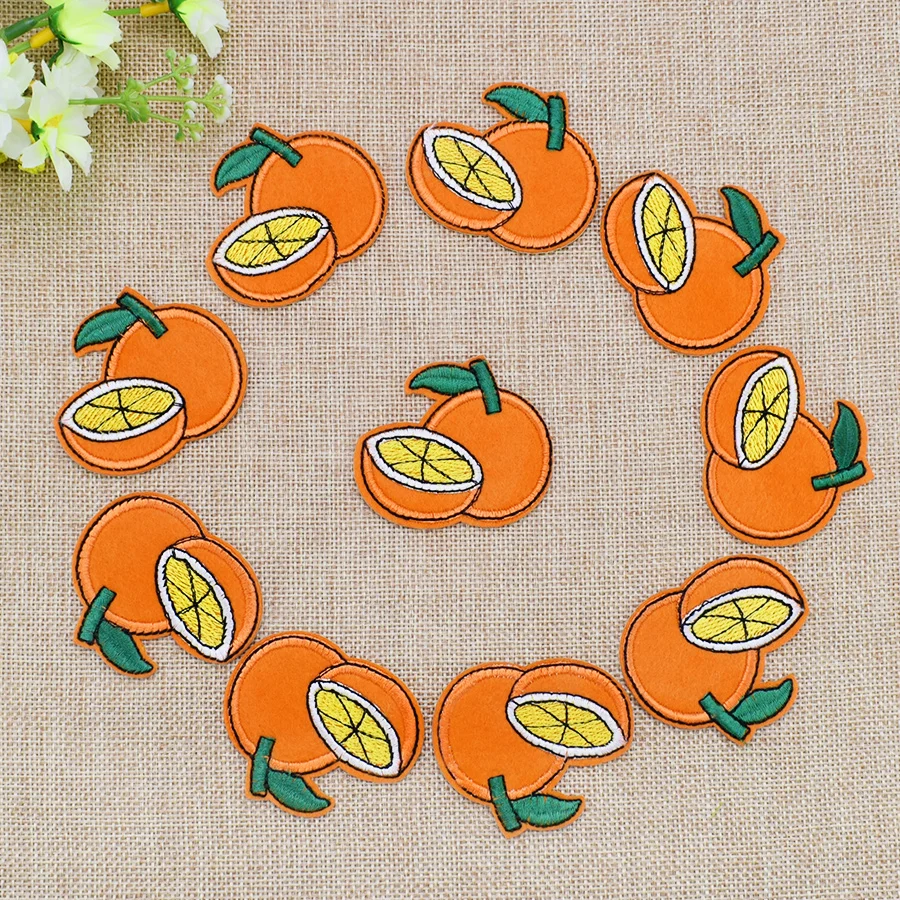 10 шт. оранжевые нашивки с вышивкой для одежды нашивка помощью утюга аппликация
