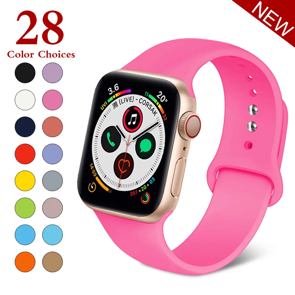Спортивный мягкий силиконовый сменный ремешок 38 мм от mu sen для Apple Watch версии 1, 2, ремешок 42 мм на запястье, ремешок для iWatch Sport - Цвет ремешка: Barbie powder