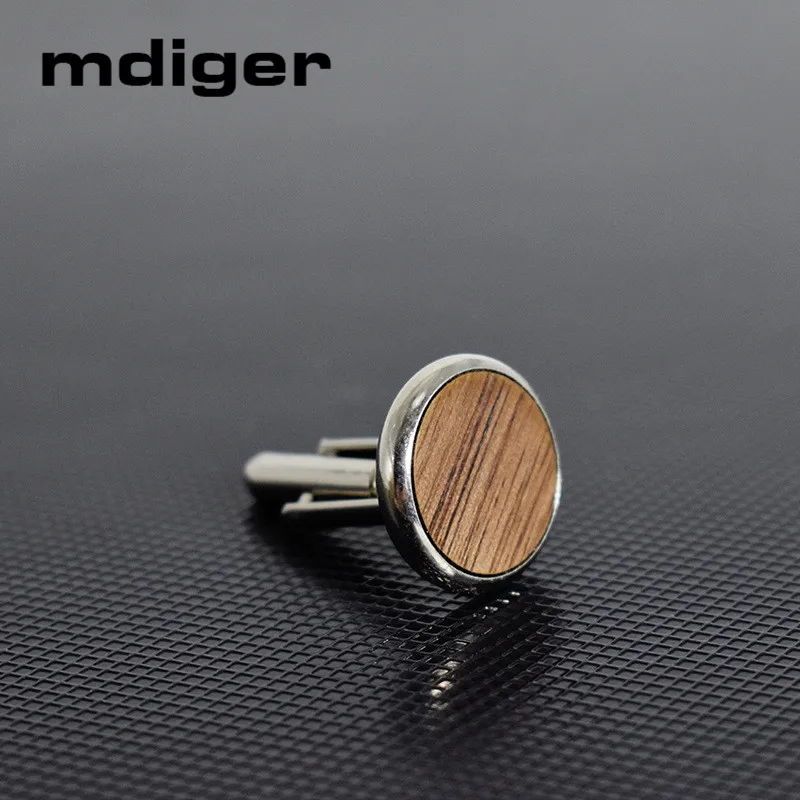 Mdiger бренд Запонки Дерево для мужские подарки Новая мода большие круглые запонки