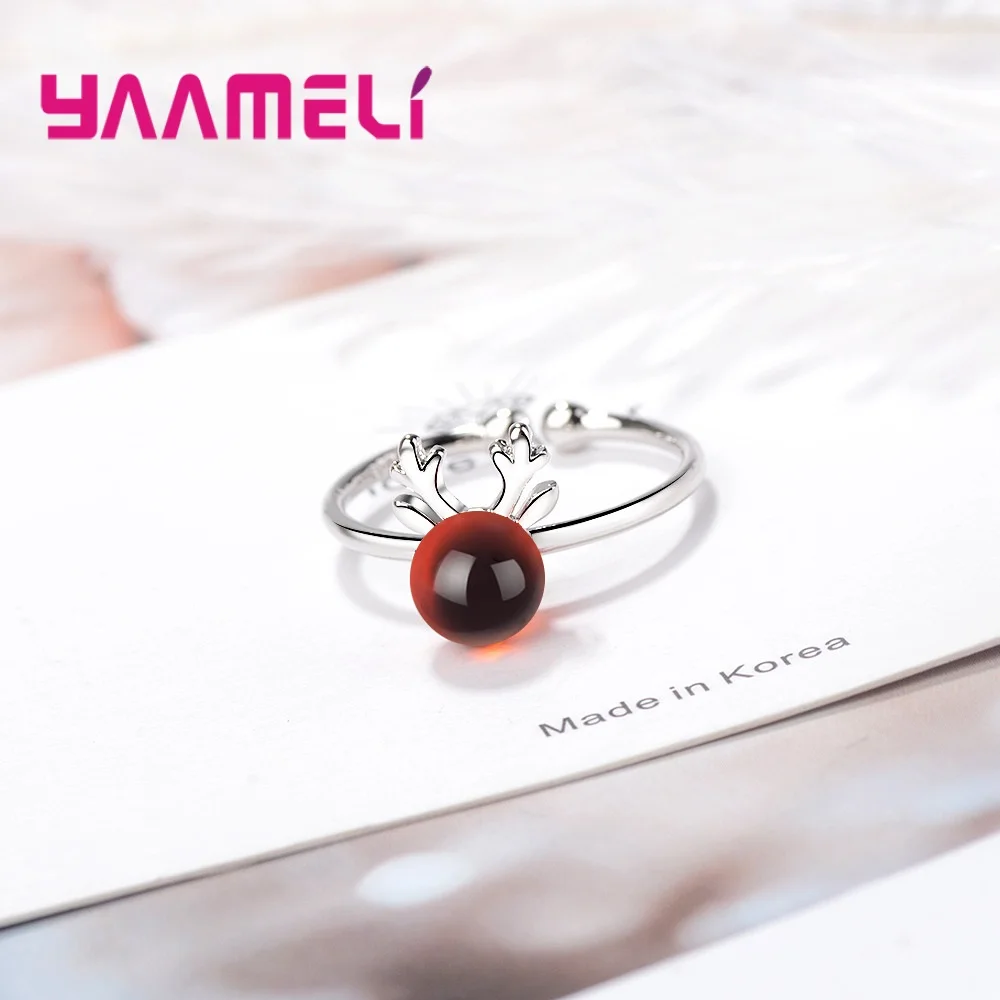 Кольцо с рога клубники и кристаллами милое кольцо регулируемым размером 925 пробы