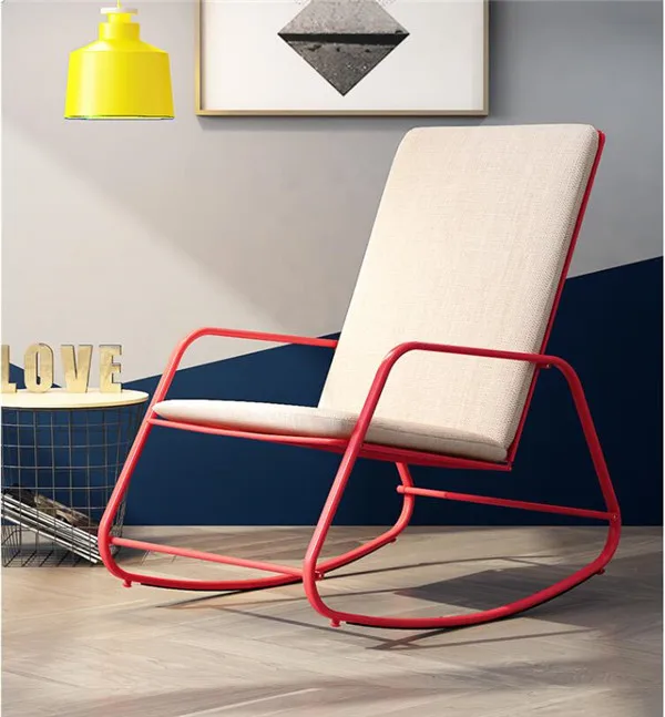 Red With Cushion Мебель для помещений и улицы, кресло-качалка для взрослых, кресло-качалка, ленивый стул, Простое Повседневное легкое кресло, кресло-качалка для балкона и сада - Color: Red With Cushion