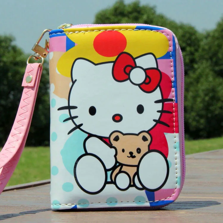 Hello kitty, портативный короткий студенческий Повседневный Кошелек, милый мультяшный держатель для карт, клатч с пряжкой, сумка для леди, подарок на день рождения