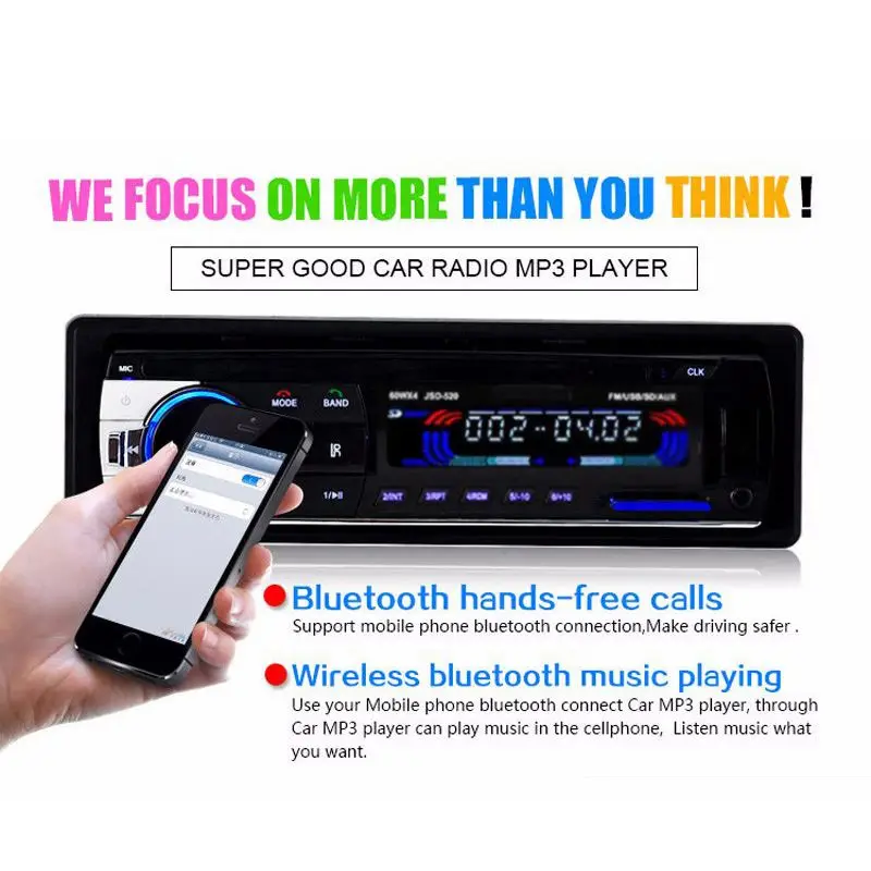 Bluetooth стерео аудио в-тире FM MP3 радио плеер с AUX-IN SD USB DC 12V MP3WMA автомобиль радио плеер