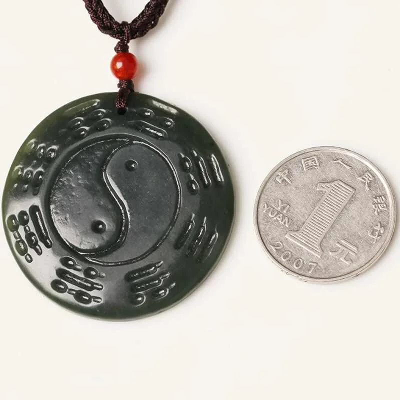 

Genuine natural Hetian stone pendant necklace carved green gossip pendant men and women jewelry JADES jewelry