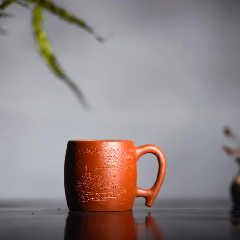70 мл чайная чашка в китайском стиле из фиолетовой глины с пейзажным рисунком
