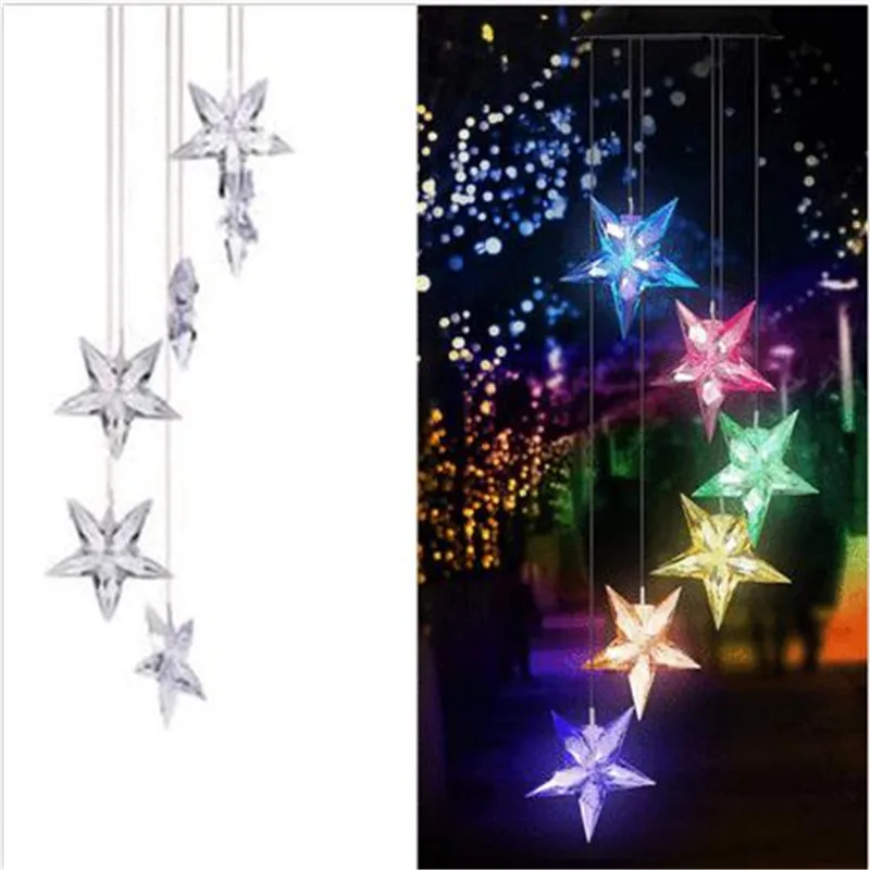 Садовые ветряные колокольчики на солнечной батарее светодиодные подвесные