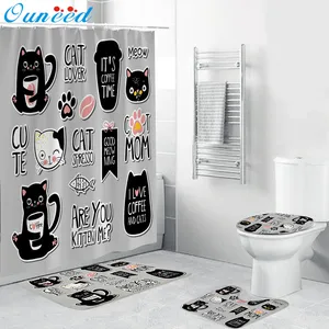 4 шт.комплект, водонепроницаемые шторы для ванной и душа с принтом в виде животных
