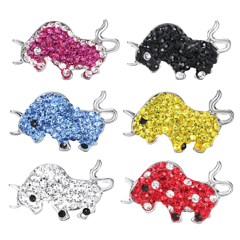 Cute Fighting Bull Snaps Charm Bracelet Rhinestone Polymer Clay DIY Watch Snap Charms For Button Jewelery Colorful Choice | Украшения и