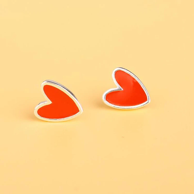 

Red Heart Shaped Stud Earrings with Box Best Gifts for Women Girls New Trendy Cute Girl Push-back Earring Accessories Jewelry