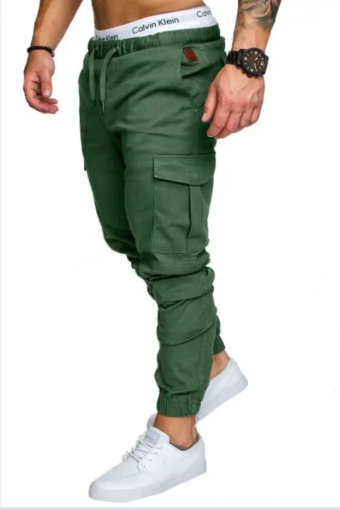 Green OA для мужчин's Regular Fit стрейч брюки карго Jogger Винтаж повседневное работы армейские мотобрюки - Color: Green