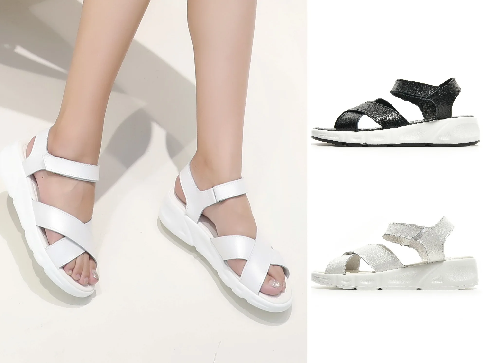 Босоножки сандалии обувь из натуральной кожи Летняя женская Легкая удобная на