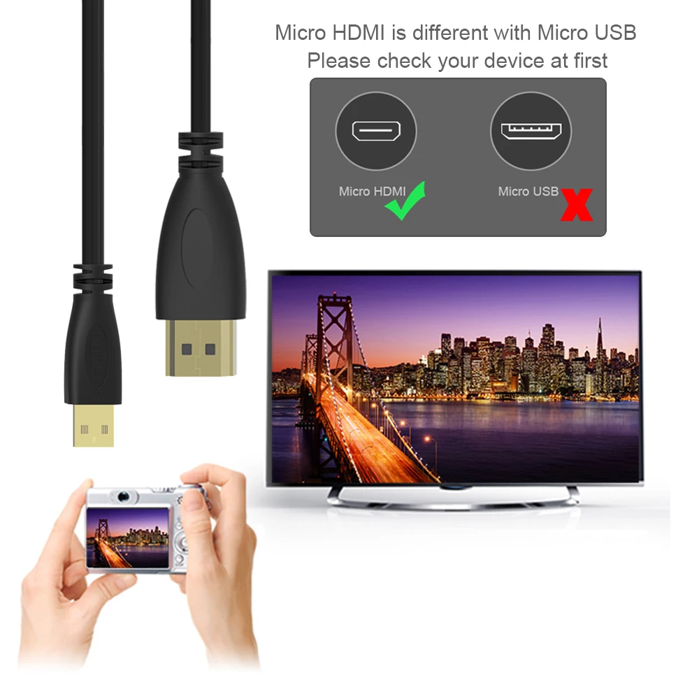 Кабель адаптер 3D 4K Spring Micro HDMI позолоченный преобразователь HDTV для ЖК XBox планшетов