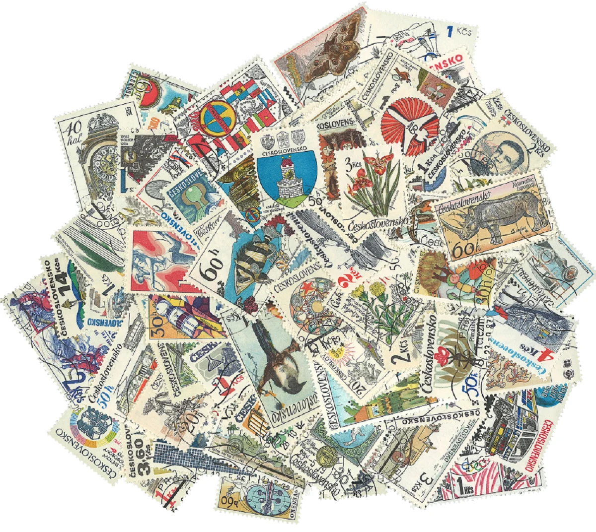 Лот 200 шт чехосков оригинальные марки с почтовой маркой хорошее состояние без