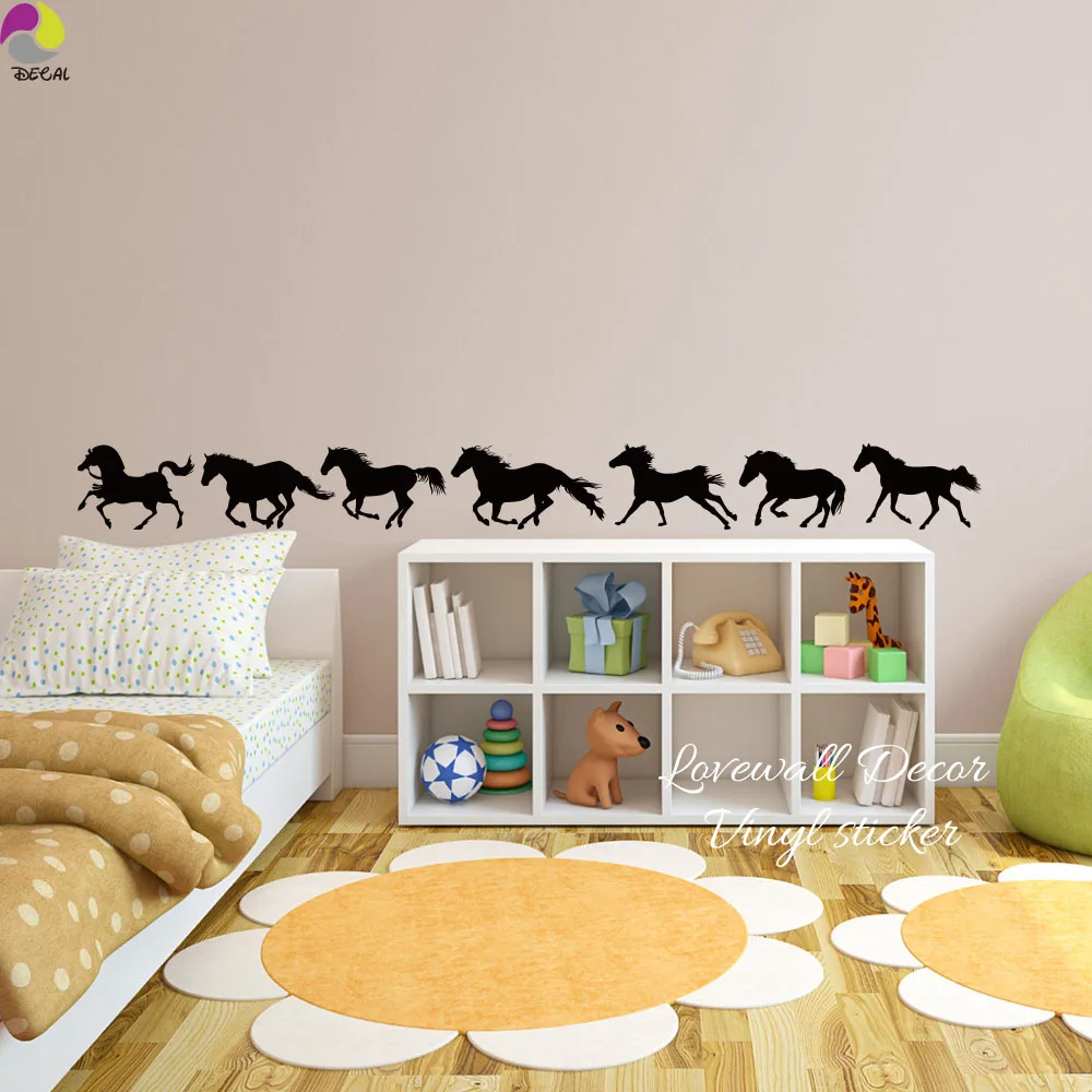 Бегущие лошади большое животное настенная наклейка детская комната набор из 7