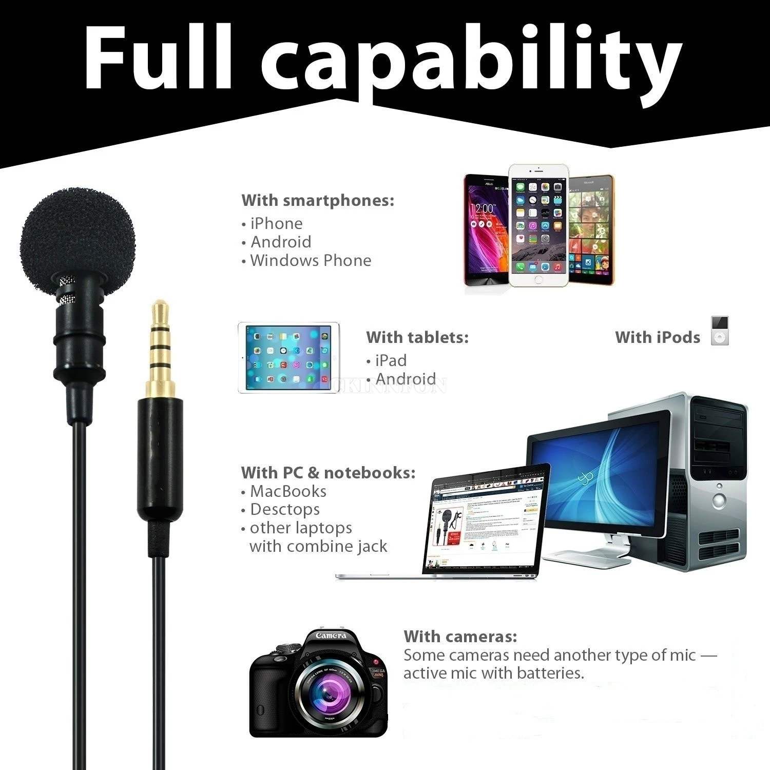 Мини микрофон шт./лот для смартфонов Apple IPhone Android Windows с шумоподавлением 200