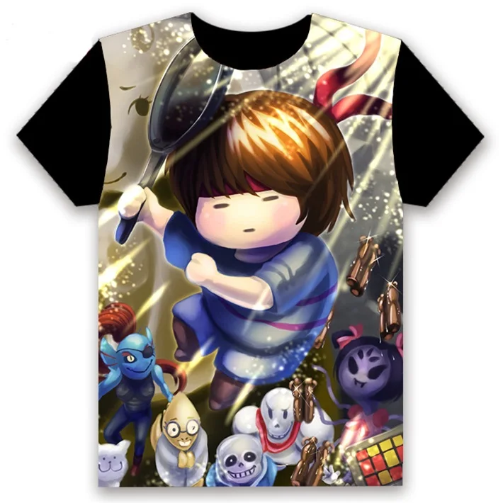 Модная мужская футболка аниме Undertale Sans Frisk Чара Папирус игра Косплей короткий рукав Повседневная унисекс черная футболка на заказ - Цвет: 23