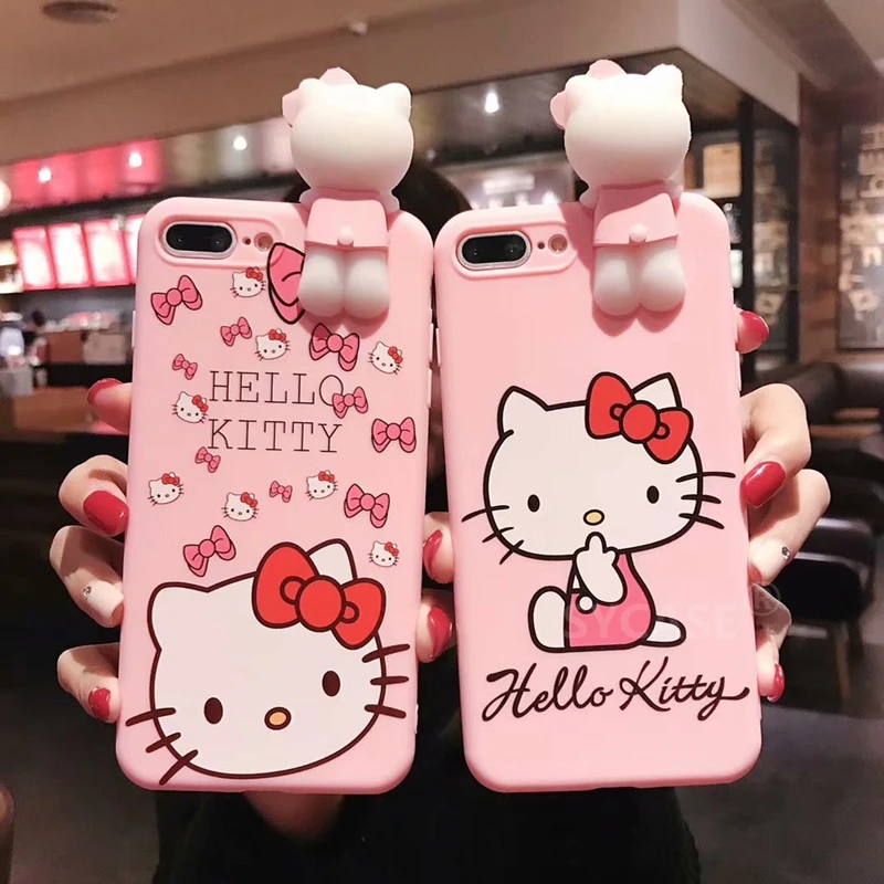 SYCASE милый мультфильм Розовый Котенок Мягкий чехол для iPhone X Xs Xr XsMax 6 6s плюс 7 8 Чехол