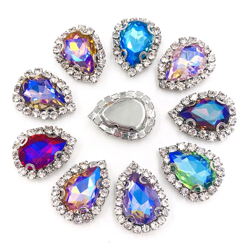 Свадебные украшения в форме слезы золотые желтые AB пуговицы из хрустального