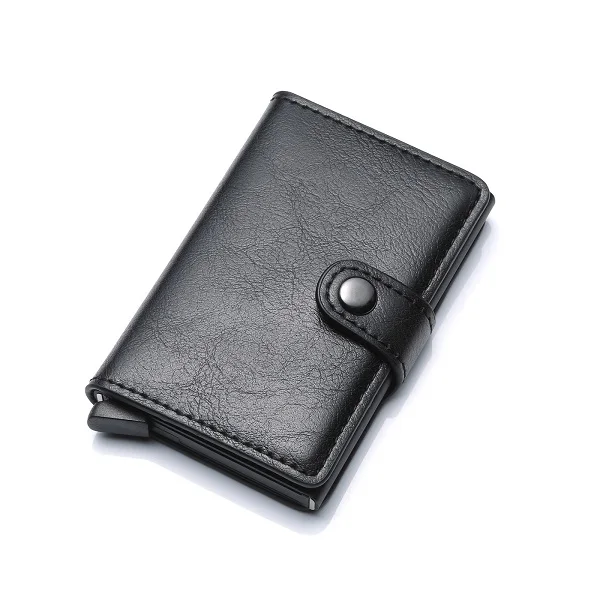 black Новинка RFID визитница мужские кошельки сумка для денег Мужской винтажный 6 цветов короткий кошелек маленький кожаный бумажник мини кошельки тонкий - Цвет: black