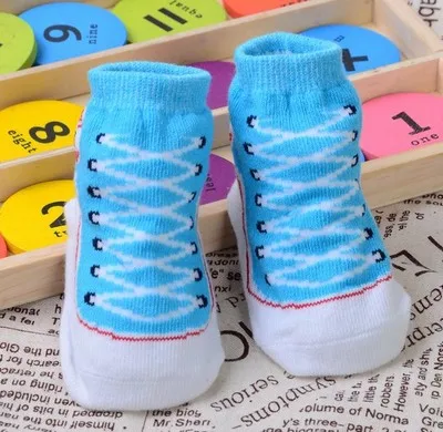 Infant Socks Azure Хлопок милые для малышей, новорожденных, детей, детские носки для мальчиков, очень милые детские носки; носки Резиновая подошва Детские носки стерео - Цвет: Infant Socks Azure