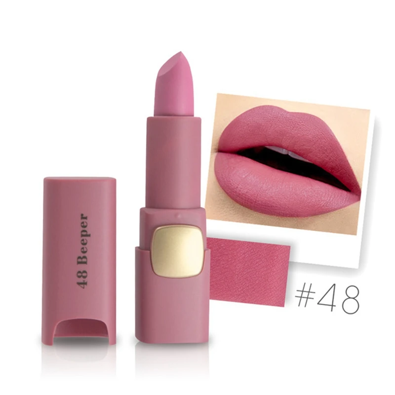 48 Beeper Бренд Miss Rose, 18 цветов, матовая губная помада, водостойкая, увлажняющая, сексуальные, красные губы, макияж, бархат, телесный, губная помада, Косметика для макияжа - Цвет: 48 Beeper