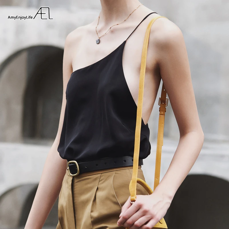 Модная женская сексуальная майка AEL жилет с открытыми плечами блузка лямкой на