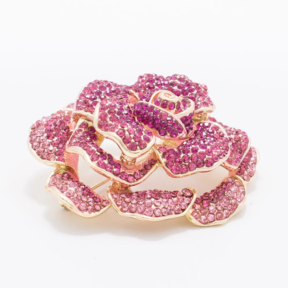 Розовый кристалл горного хрусталя цветок розы свадебная брошь-булавка для