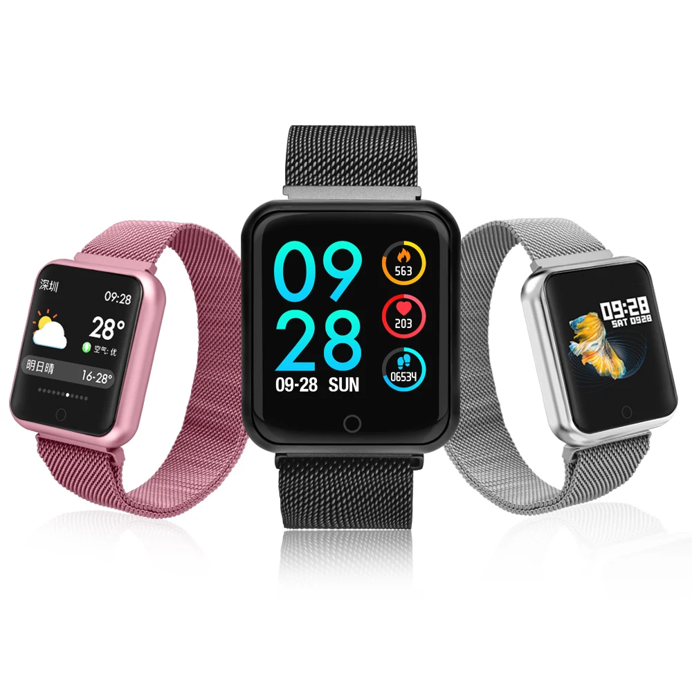 P68 Bracelet Smart Watch Men Blood Pressure Oxygen Heart Rate Monitor Wristwatch Women Steps Calories Mileage Tracker Smartwatch | Наручные