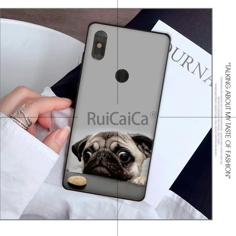 Ruicaica Animal cute pug Новое поступление черная ячейка чехол для телефона Red mi 5 plus Note Xuiao 8